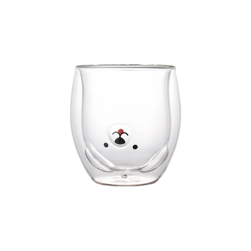 300ml Creative Double Wall Glass Mug Cute Beer Milk Coffee Cup Bear Cat Dog Animal Double-layer Glass Mug Valentine's Day Gift