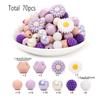70Pcs Silicone Baby Teething Bead Set Daisy Hexagonal Shape Beads Food Grade for Newborn Diy Pacifier Chain Necklace Accessories