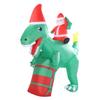 5.9FT Inflatable Father Xmas Ride On Dinosaur IP44 Water Proof Blow Up Xmas Yard Decoration for Home Outdoor Party US