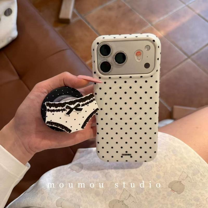 Cute polka dot plaid pants magnetic suction bracket for iPhone17promax Apple 16 mobile phone case 15 women