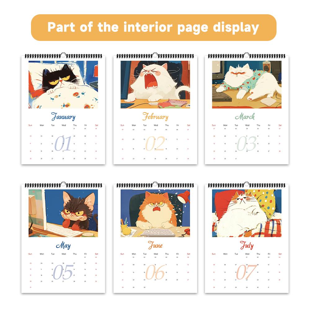 1pc 2026 Wall Calendar, Cartoon Hand-Drawn Cat Theme, 12 Beautiful Designs, Perfect Gift for Birthdays, Christmas, New Year