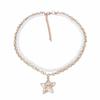 European and American simple and fashionable imitation pearl chain double stacked wearing CCB starfish pendant necklace casual ocean style