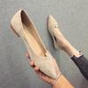 Women Flats Flock Pointed Toe Solid Color Apricot Plus Small Lady Flat Heel Shoes