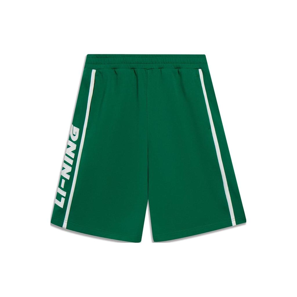 Li-Ning Logo Embroidered Patchwork Shorts Unisex Bottoms Cold-Pine-Green AKST601-4