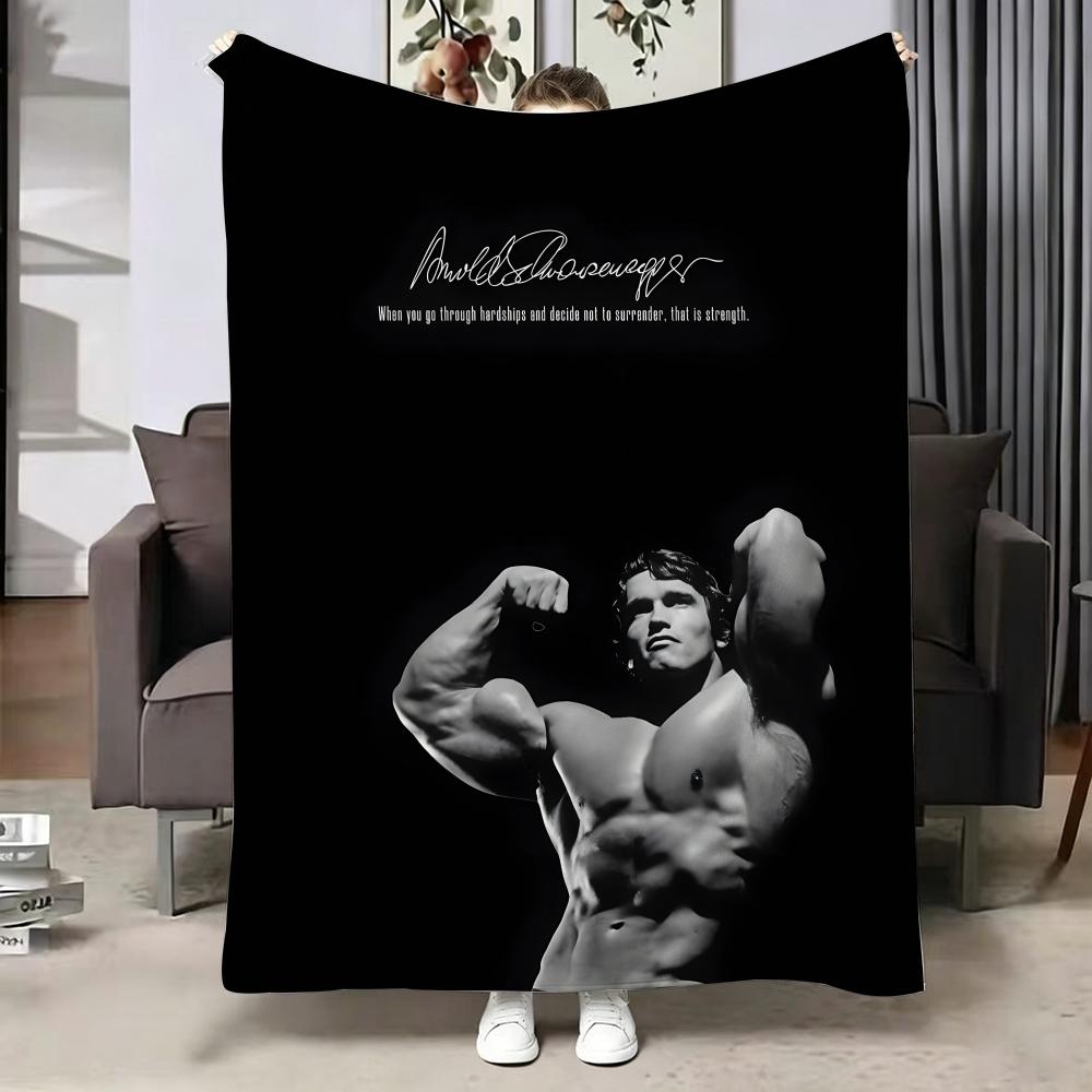 Celebrity A-Arnold Throw Soft Warm Flannel Blanket, Multi-use Throw for Bed Sofa Office, Air Conditioning Nap Blanket 75X95CM