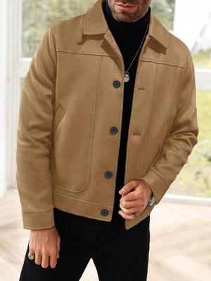 Men's Woolen Lapel Jacket: Versatile Single-Breasted Casual Fashion for Autumn and Winter.