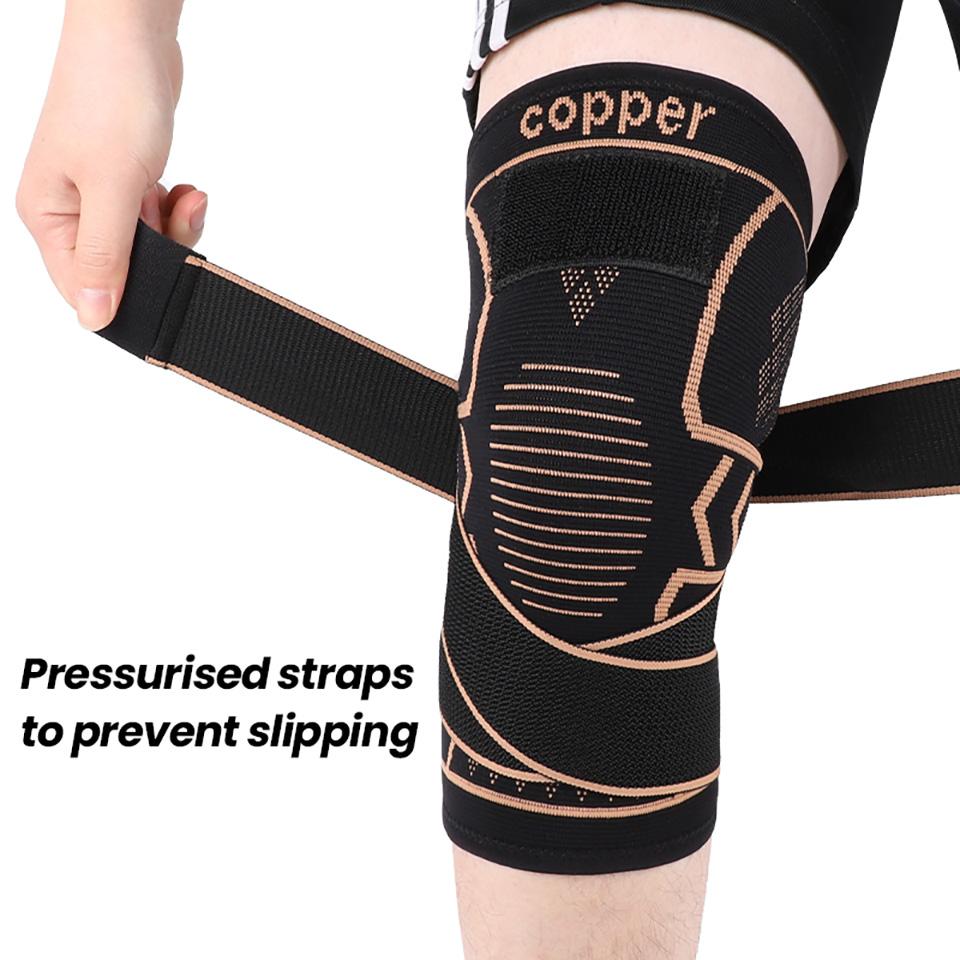 1Pcs Knee Support Knitted Nylon Copper Ion X-Type Stable Patella Compression Straps Ligament Strain Knee Pads Men Women