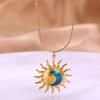Waterproof Oil Drip Vintage Sun Pendant Necklaces For Women Gold Color 304 Stainless Steel Nameplate Necklace Christmas Jewelry