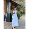 Gentle Wind French Suspender Dress, Children's Summer Seaside Vacation Temperament, Waist and Thin A-shaped Long Dress