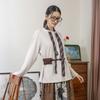 Laengsseon Ls_Solid Color Blouse With Patterned Tie Set_2Color