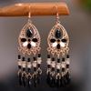 Bohemian Crystal Tassel Earrings - Ethnic Style, Slim Face, Exaggerated Design for Travel
