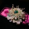 Elegante Blumenbrosche mit Zirkonia-Steinen, 18 Karat vergoldet, im Vintage-Gartenstil, Anstecknadel für Damen