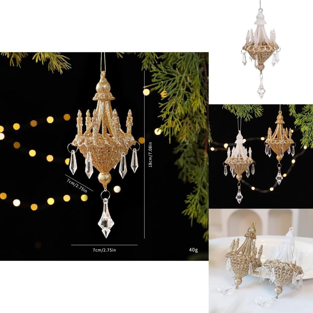 Acrylic Christmas Tree Pendant With Gold Crystal Effect For Holiday Decor