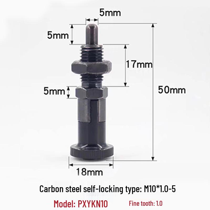 Stainless Steel/Carbon Steel Indexing Pin: Knob Plunger, Self-Locking, Re-Locking, Fine Thread, Complete Specifications