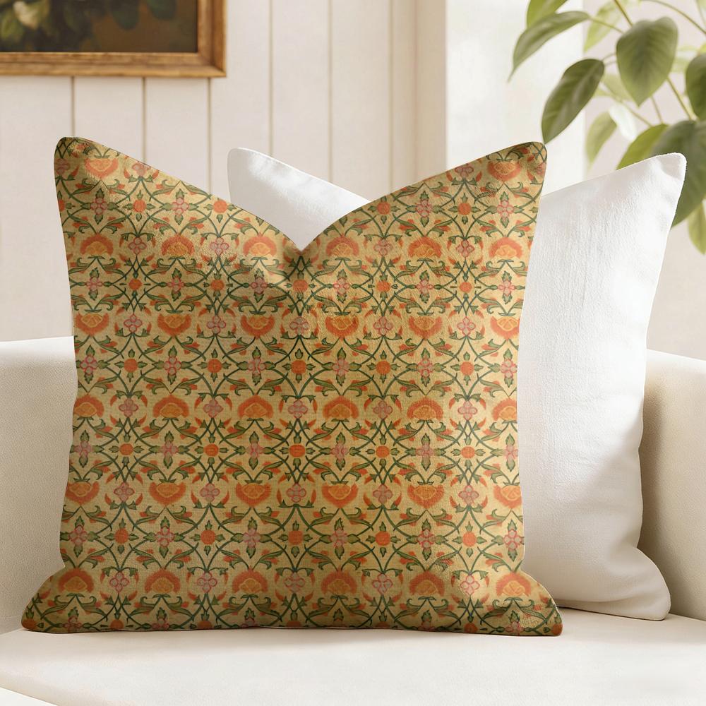 Funda de Cojín con Estampado Estilo Lavado Vintage Funda de Almohada de Lino Natural Funda de Cojín con Estampado a Doble Cara Para Sofá Decoración del Hogar