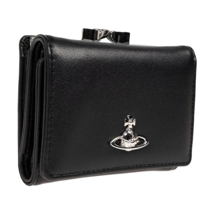 Vivienne Westwood West Queen Button Closure Faux Leather Wallet Men wallet Black 5115002MWS0026N401
