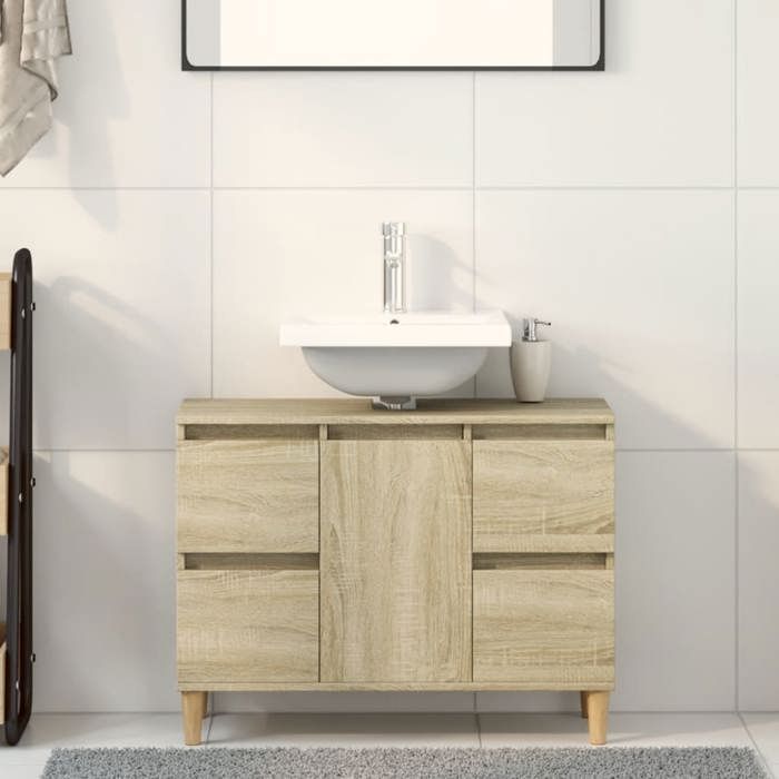 VidaXL Sink Cabinet Sonoma Oak 80x33x60 Cm Engineered Wood, Bathroom Sink Cabinet, Sink Unit for Room 849665