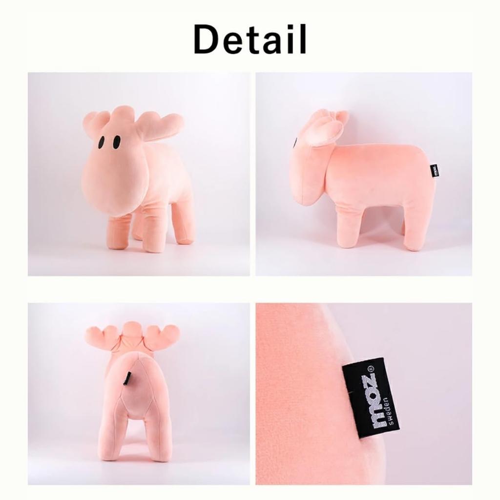 moz Pink Plush Toy [Cute Elk, Soft and Fluffy, Pastel Colors, Cuddly, Soothing, Marshmallow-Shaped, Nordic Style]