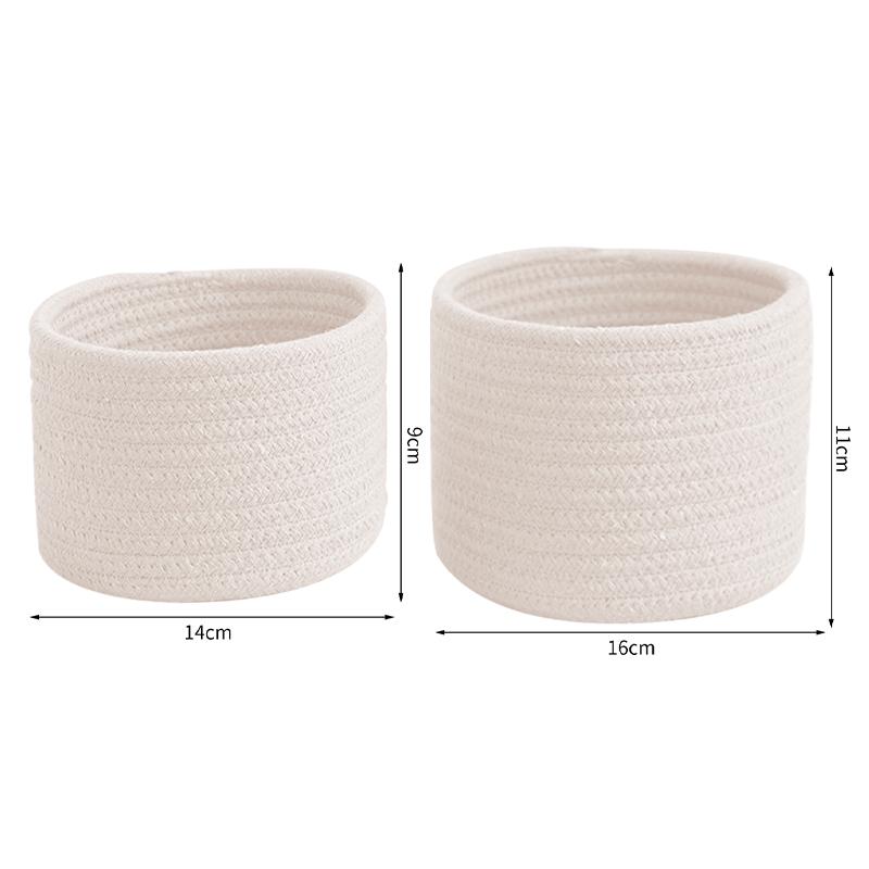 Handgjord vävd förvaringskorg av bomullsrep Underkläder Strumpor Förvaringskorg Nyckel Plånbok Förvaringskorg Skrivbordsorganiseringskorgar