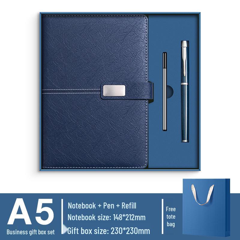 A5 Premium Geschenkset: Personalisierter Geschäftsnotizblock/Besprechungsprotokollant mit individuellem Logo.
