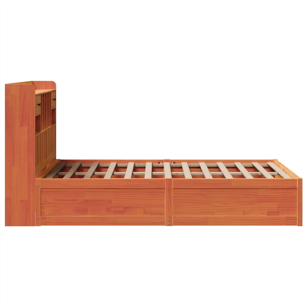Solid Wood Bed without Mattress Wax Brown 135 x 190 cm Pine Wood