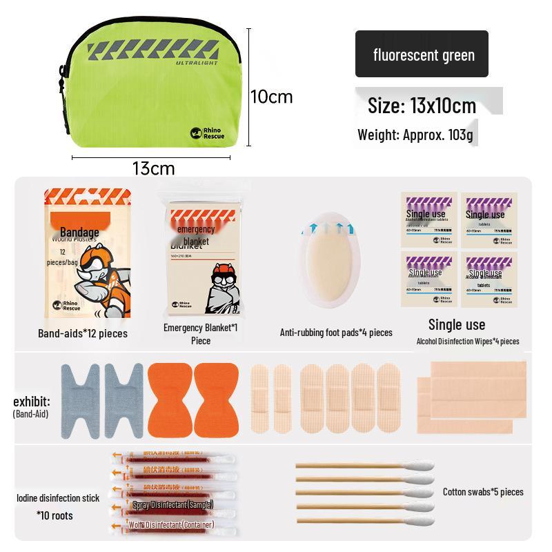 Rhino Rescue Firefly Portable Outdoor First Aid Kit for Hiking and Home Emergencies