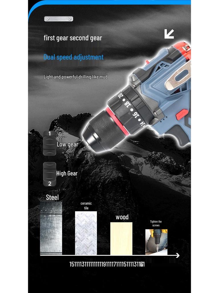 Industrial Brushless High-Power Cordless Handheld Lithium Drill