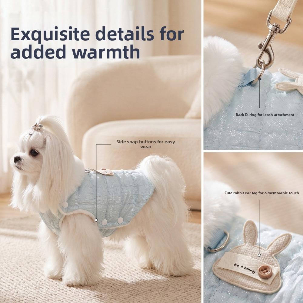 Button Style Sweet Bear Pet Vest Quilted Cotton Pet Sweater Dog Thermal Jacket Daily Wear
