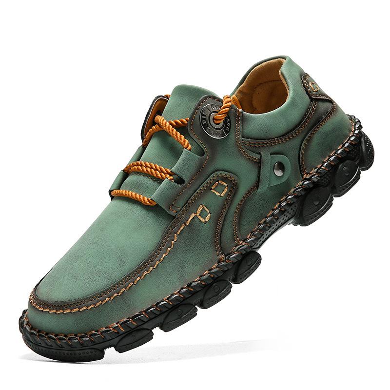 Autumn and winter new retro outdoor casual men's shoes large size 48 sewn small leather shoes men's comfort