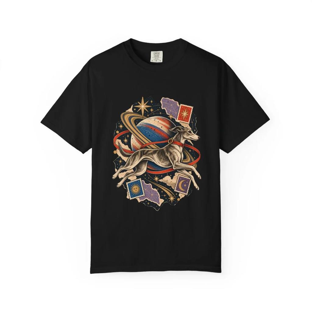 Orbit Hound Celestial Collage T-Shirt Black Front Print Comfort Colors 1717