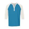 Men's Button-Down Contrast Raglan 3/4 Sleeve Top