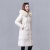 Big fur collar cotton-padded clothes for women's long styles over the knee, winter new loose waist cotton-padded jackets, thickened cotton-padded