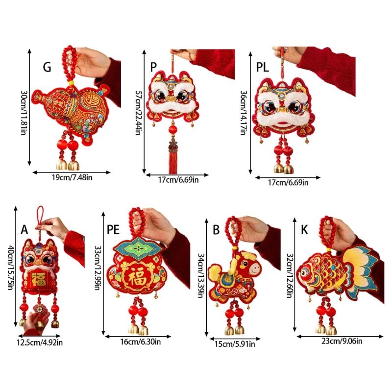 Year of Horse Festival Decoration Velvety Cotton Fabric Chinese New Year Ornaments for Entrydoor Wall Home Decoration