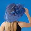 Organza Women Derby Hat Solid Color Flowers Bridal Tea Party Wedding Hat Summer Ruffles Sun Hat