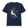 Blue and Gold Macaw Anatomy T shirt for Funny Parrot Lover Cute Pet Bird Mom Dad Top vintage Washed Stretched fashion