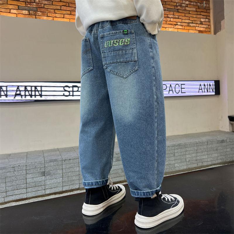 Jongensjeans Lente en Herfst Geborduurde Broek Kinder Lente Casual Broek Gewassen Broek