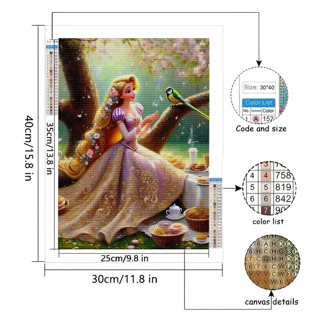 Full Round Diamond Painting The Princess On The Branch Art Rhinestone Picture Mosaic DIY 5D Cross Stitch Embroidery Home Decoration