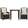 3 Piece Outdoor Dining Set with Cushions Brown Poly Rattan
