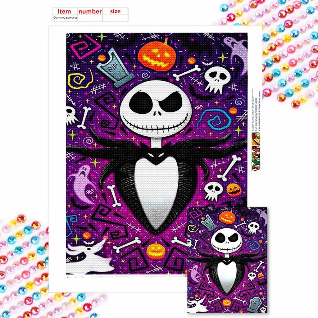 5D DIY Diamond Art Painting Kits for Adults, Halloween Skull Full Round Crystal Diamond Kits for Beginner for Home Wall Decorate