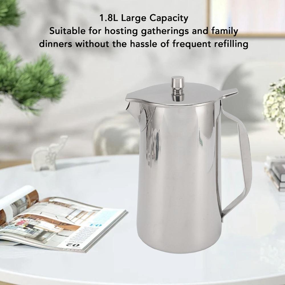 Silver Cold Water Kettle Stainless Steel Beverage Pitcher Modern Water Jug  Home Restaurant