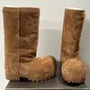 Winter New Ugly Big Head Snow Boots Bread Boots Men's and Women's Thick Soles Increase But Knee High Thermal Cotton Boots