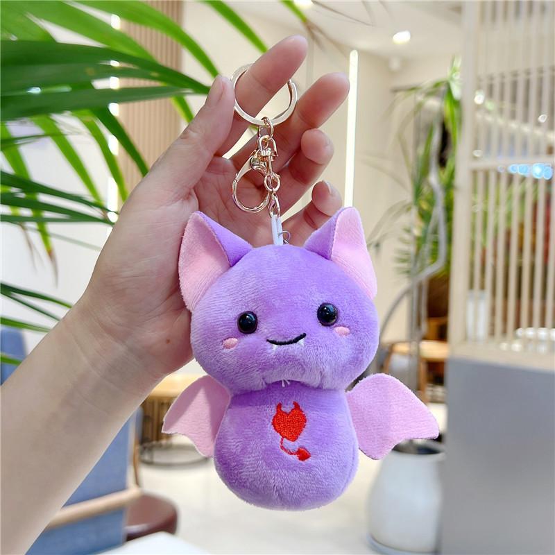 Cute Bat Plush Keychain Mini Soft Stuffed Animal Toy Doll Keyring Bag Backpack Charm Boys Girls Halloween Gift Decor