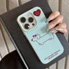 Dachshund love applies to iPhone17 Pro leather pattern mobile phone case 17 all-inclusive 15 large holes 16 soft case 14 generation