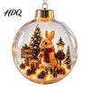 Cute Forest Animal Ornaments Christmas Story Ornament 3.15" Ball Hanging Decoration with Mini Holiday Scene Clear Plastic Sphere Decor Inside,