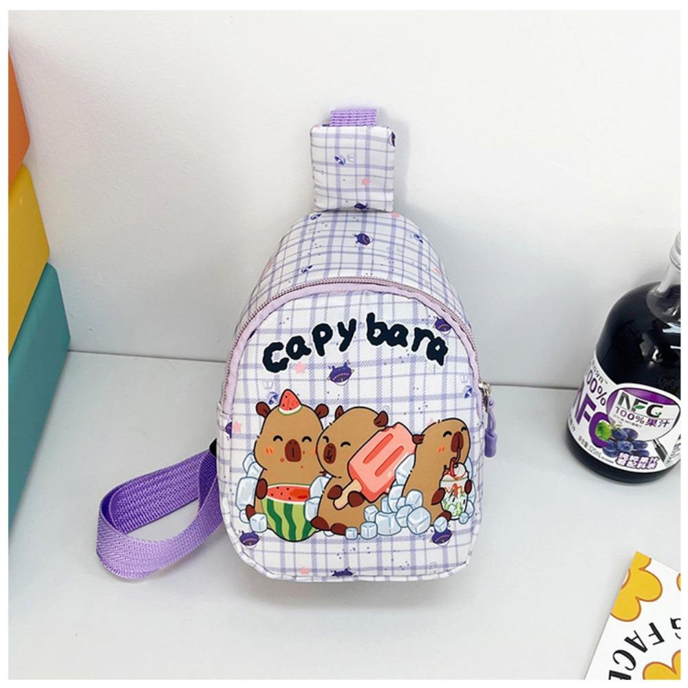 For Kids Cute Capybara Shoulder Bag Mini Storage Bag Cartoon Chest Bag Home Decoration Messenger Bag Coin Purse фиолетовый
