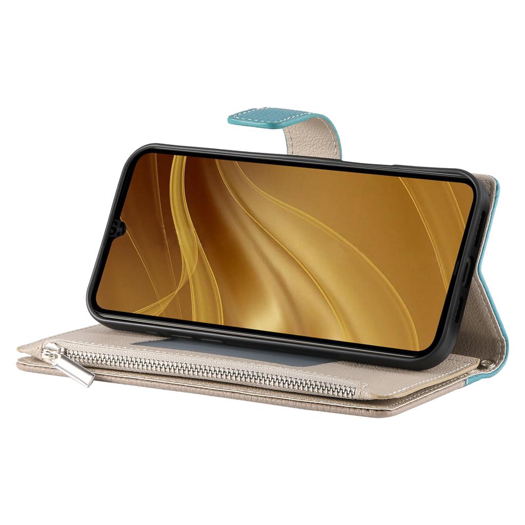 Dla Xiaomi Redmi A5 4G (171.7mm)/Etui do Poco C71 4G Portfel na zamek Błyskawiczny Kolorowe Łączenie Skóra Klapka Pokrowiec na Telefon z Paskami