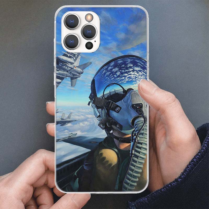 Military Aircraft Warship Fighter Phone Case For iPhone 17 16 15 14 13 12 11 Pro Max Mini Plus Air 7 SE 8 Soft Silicone Print Sh
