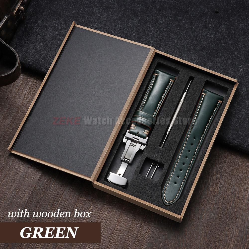 Armband 20mm 22mm 24mm Echtes Leder Uhrenarmband mit Geschenkbox Universelle Schmetterlingsschließe Rindsleder Herren Business Armband