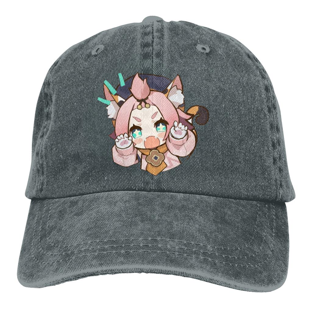 Dad-Hüte in reiner Farbe, Chibi Diona, Damenhut, Sonnenblende, Baseballkappe, Genshin Impact Game Paimon, Schirmmütze