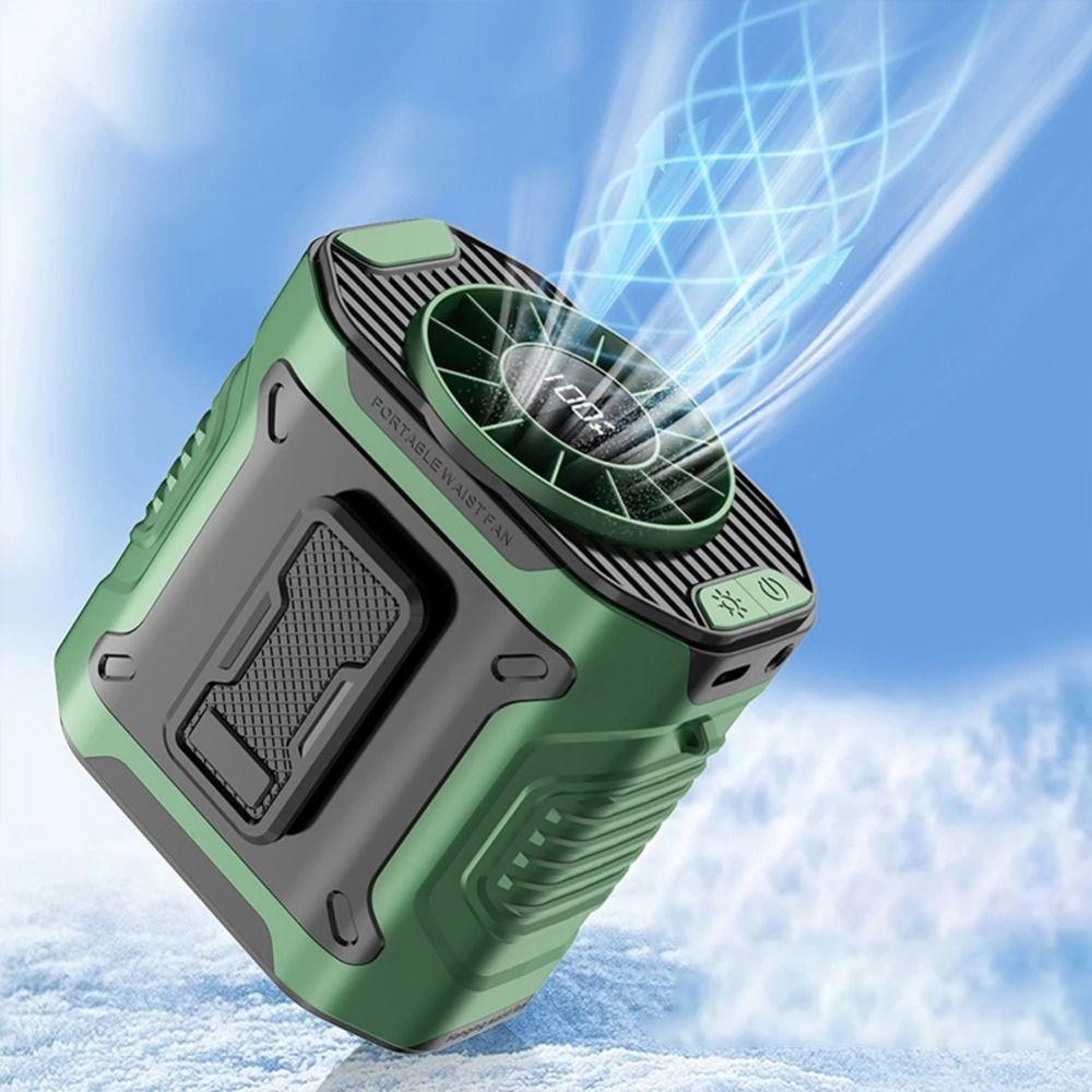 Digital Display Waist Mounted Fan With 100 Speeds Personal Cooling Fan Hanging Neck Fan  Working